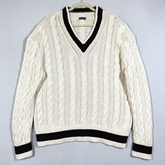 Polo Ralph Lauren Other - Vintage Polo Ralph Lauren Cricket Sweater Mens L XL Cable Knit Tennis‎ 90s Cream